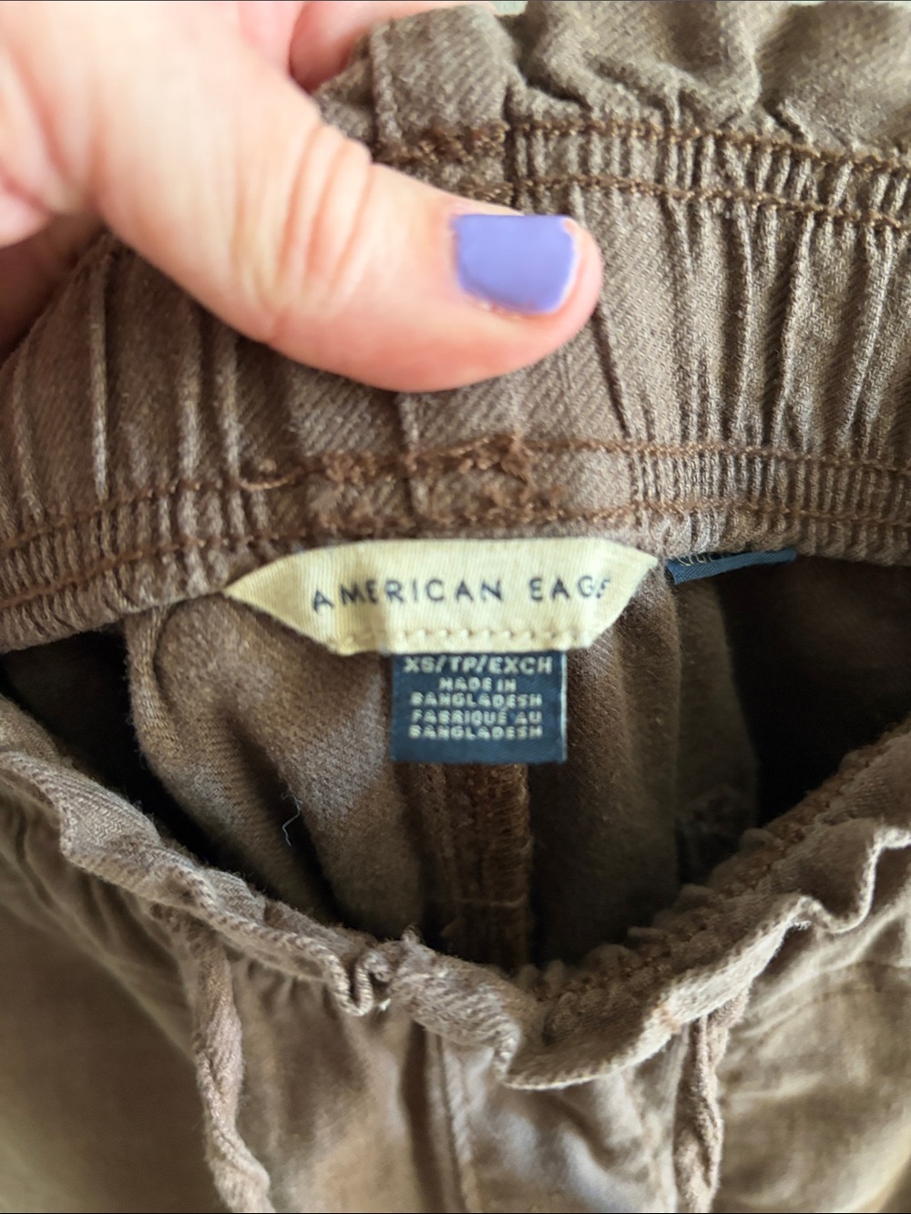 American Eagle Outfitters Wide Leg Drawstring Pants in Brown - Picture 2 of 6